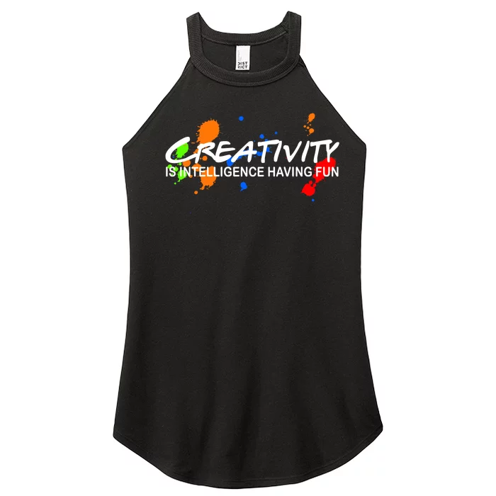 Creativity Is Intelligence Having Fun Women’s Perfect Tri Rocker Tank