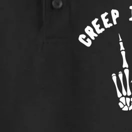 Creep It Real Skeleton Hand Funny Halloween Dry Zone Grid Performance Polo