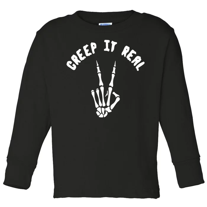 Creep It Real Skeleton Hand Funny Halloween Toddler Long Sleeve Shirt