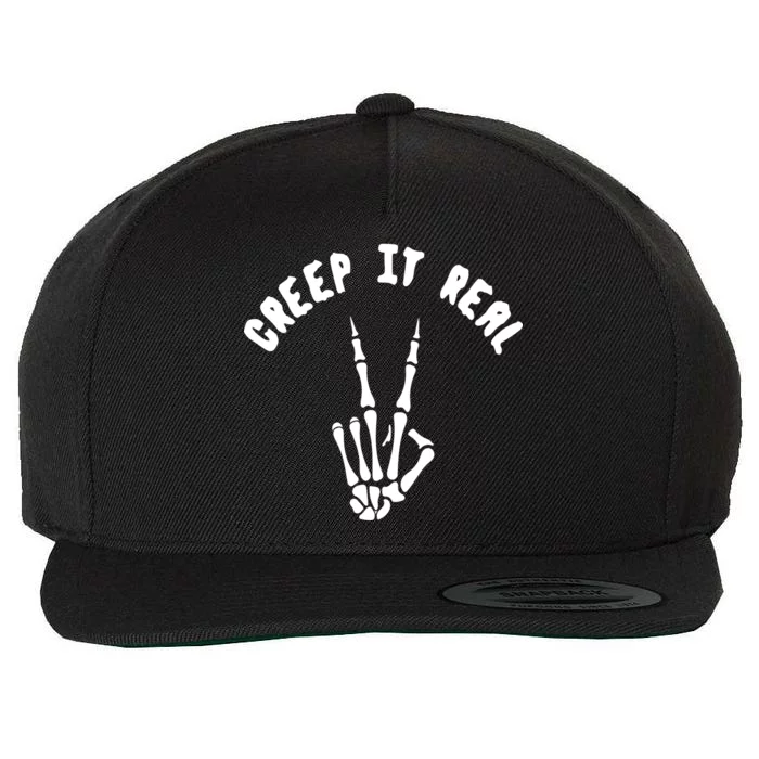 Creep It Real Skeleton Hand Funny Halloween Wool Snapback Cap