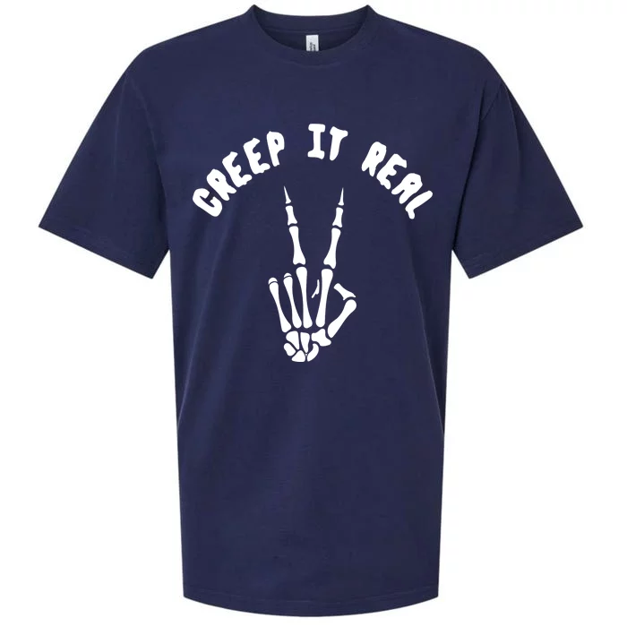 Creep It Real Skeleton Hand Funny Halloween Sueded Cloud Jersey T-Shirt