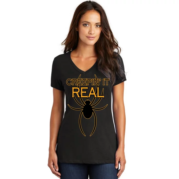 Creepin It Real Spider Women's V-Neck T-Shirt