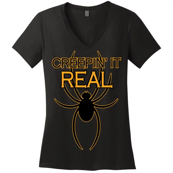 Creepin It Real Spider Women's V-Neck T-Shirt