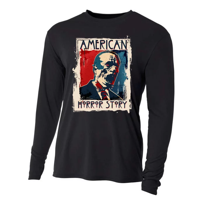 Creepy American Horror Story Zombie President Biden Cooling Performance Long Sleeve Crew