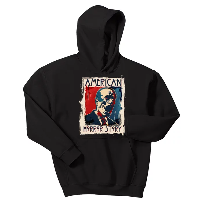 Creepy American Horror Story Zombie President Biden Kids Hoodie