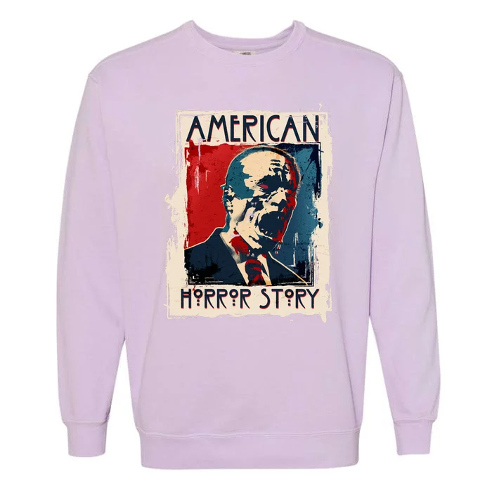 Creepy American Horror Story Zombie President Biden Garment-Dyed Sweatshirt