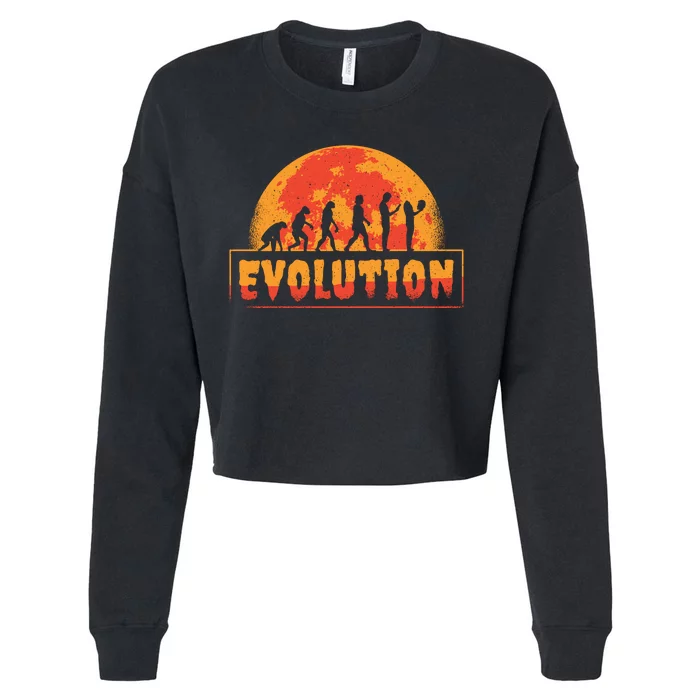 Creepy Evolution Halloween Cropped Pullover Crew