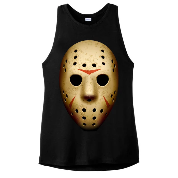 Creepy Goalie Hockey Halloween Mask Ladies Tri-Blend Wicking Tank