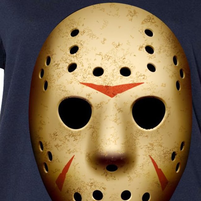 Creepy Goalie Hockey Halloween Mask Women's V-Neck Plus Size T-Shirt