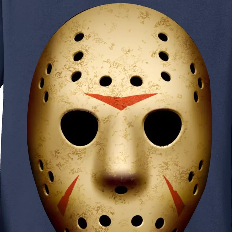 Creepy Goalie Hockey Halloween Mask Kids Long Sleeve Shirt