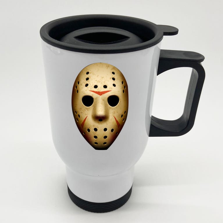 Creepy Goalie Hockey Halloween Mask Stainless Steel Travel Mug