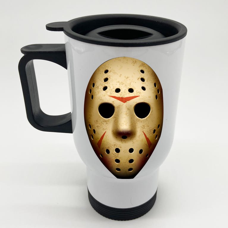 Creepy Goalie Hockey Halloween Mask Stainless Steel Travel Mug