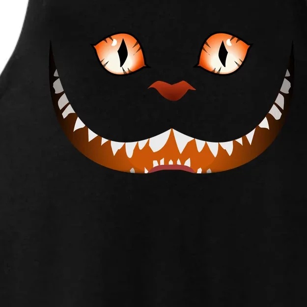 Creepy Halloween Cat Face Ladies Tri-Blend Wicking Tank