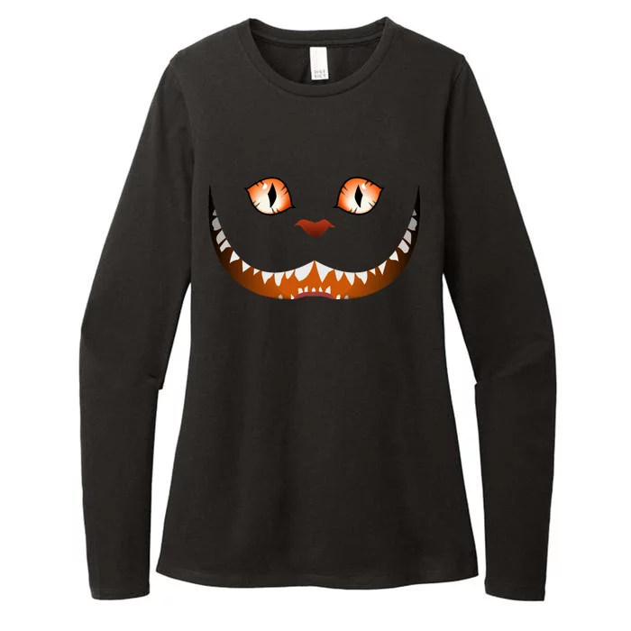 Creepy Halloween Cat Face Womens CVC Long Sleeve Shirt