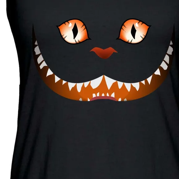 Creepy Halloween Cat Face Ladies Essential Flowy Tank