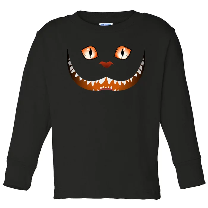 Creepy Halloween Cat Face Toddler Long Sleeve Shirt