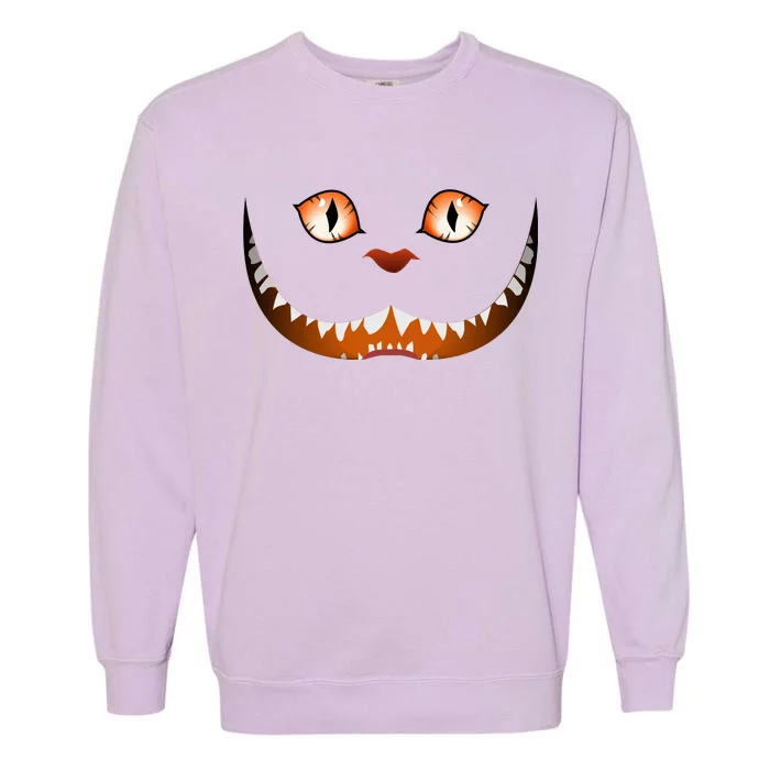 Creepy Halloween Cat Face Garment-Dyed Sweatshirt