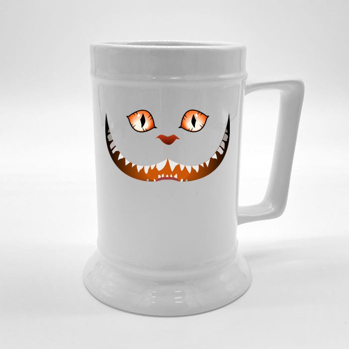 Creepy Halloween Cat Face Front & Back Beer Stein