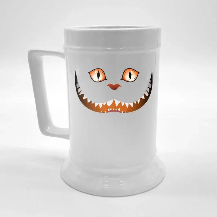 Creepy Halloween Cat Face Front & Back Beer Stein