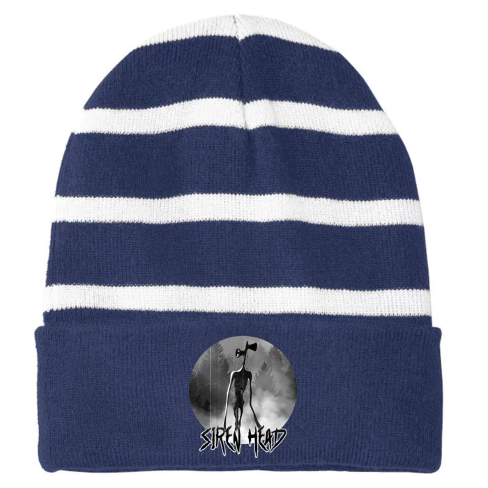 Creepy Siren Head Horror Striped Beanie with Solid Band