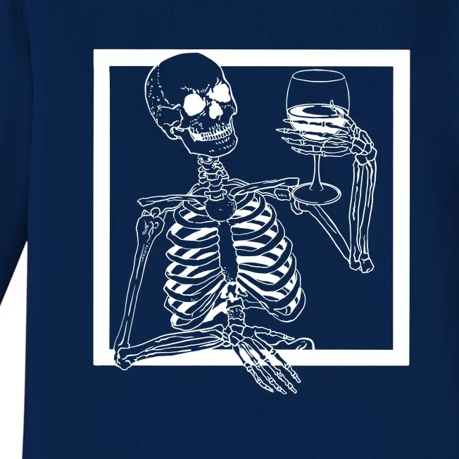 Creepy Skeleton Wine Baby Long Sleeve Bodysuit