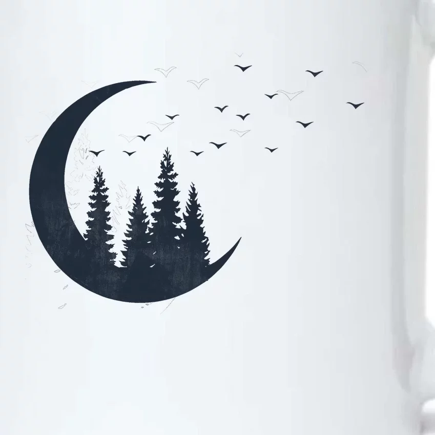 Crescent Moon Flocking Birds Black Color Changing Mug