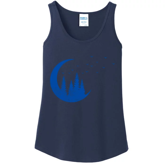 Crescent Moon Flocking Birds Ladies Essential Tank