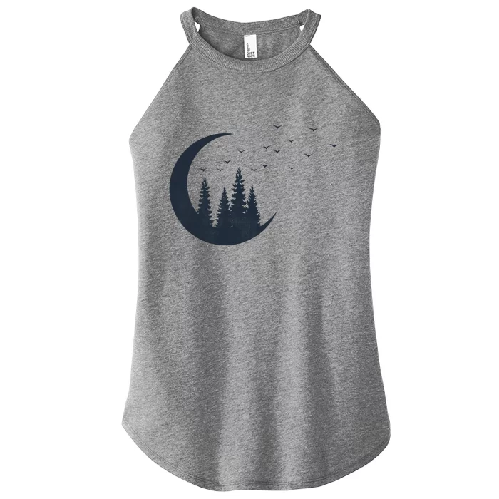 Crescent Moon Flocking Birds Women’s Perfect Tri Rocker Tank