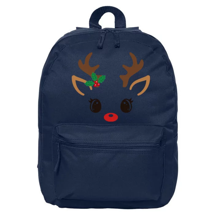 Cute Reindeer Face Christmas 16 in Basic Backpack