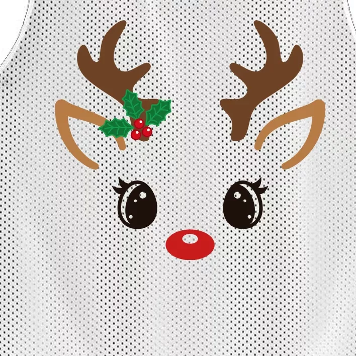 Cute Reindeer Face Christmas Mesh Reversible Basketball Jersey Tank