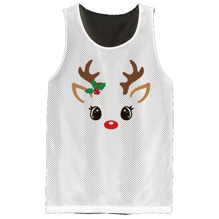 Cute Reindeer Face Christmas Mesh Reversible Basketball Jersey Tank