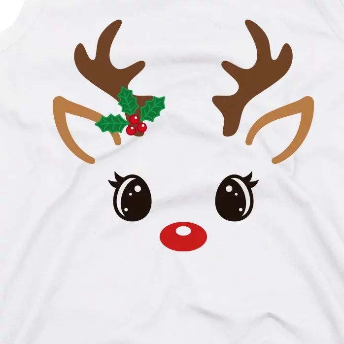 Cute Reindeer Face Christmas Tank Top