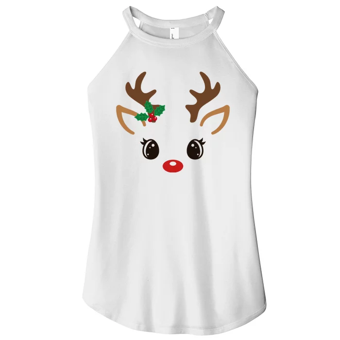 Cute Reindeer Face Christmas Women’s Perfect Tri Rocker Tank