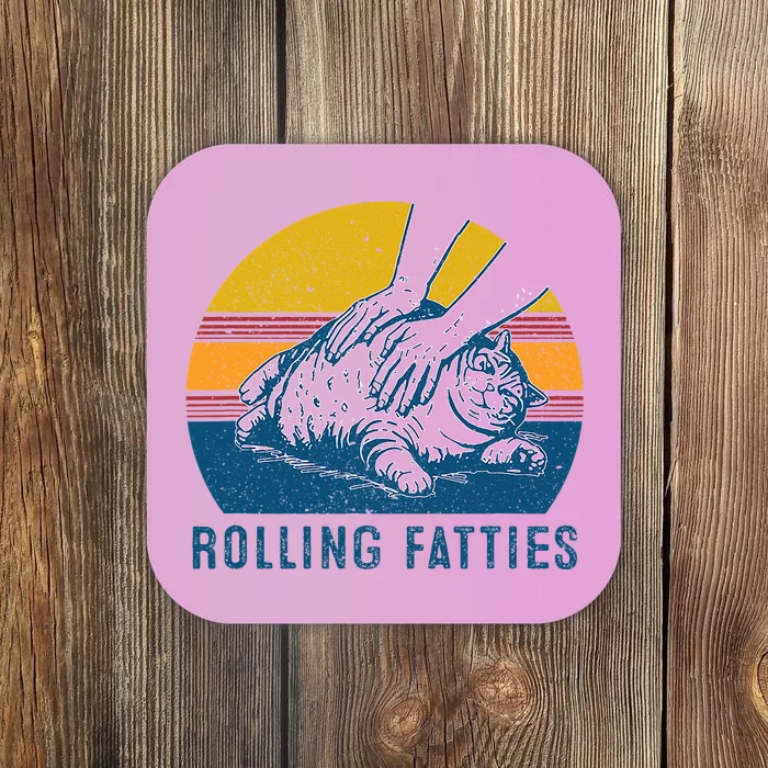 Cat Rolling Fatties Funny Coaster