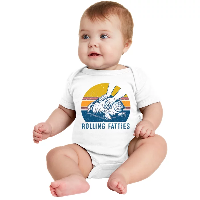 Cat Rolling Fatties Funny Baby Bodysuit