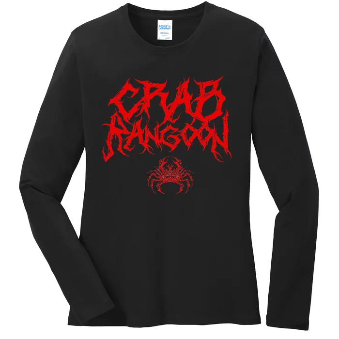 Crab Rangoon Funny Chinese Food Heavy Metal Band Goth Ladies Long Sleeve Shirt