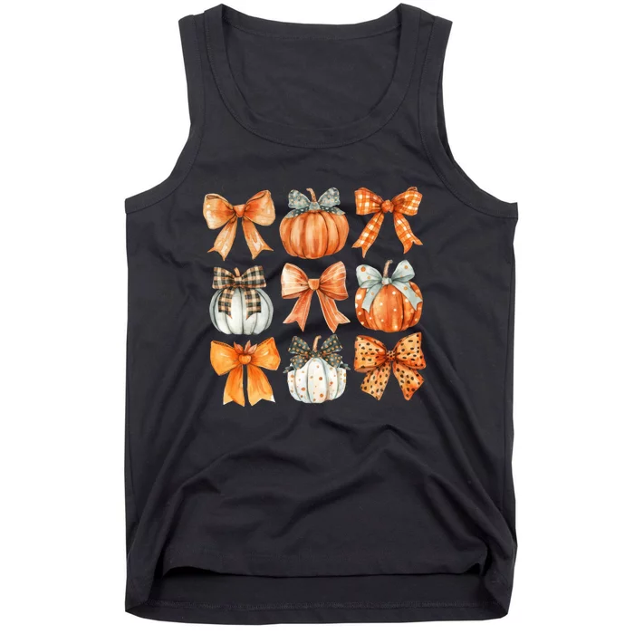 Coquette Retro Fall Pumpkin Bow Autumn Pumpkin Tank Top