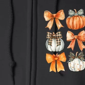 Coquette Retro Fall Pumpkin Bow Autumn Pumpkin Full Zip Hoodie