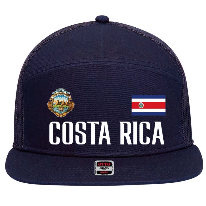 Costa Rica Flag Football Soccer Fan 7 Panel Mesh Trucker Snapback Hat