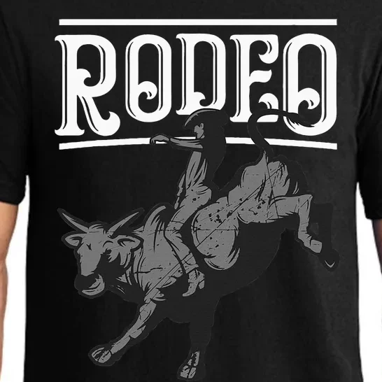 Cool Rodeo Funny Bull Rider Cowboy Cattle Ride Lover Outfit Pajama Set