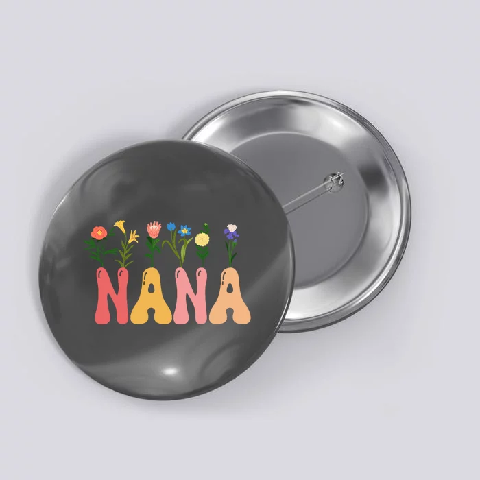 Cute Retro Floral Nana Button