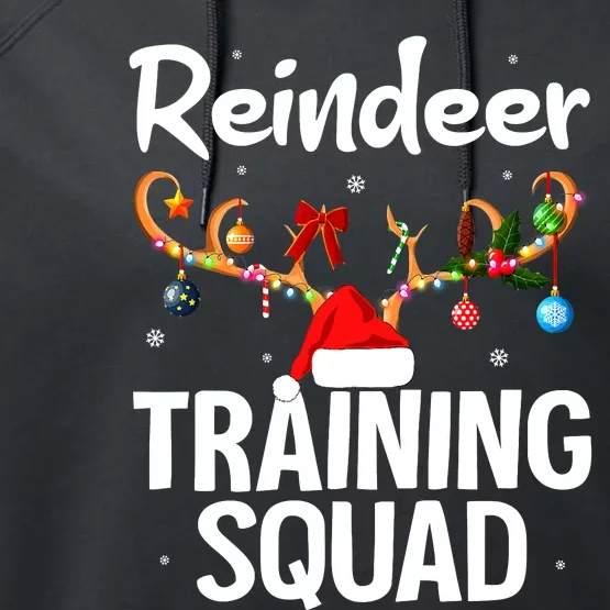 Christmas Running Funny Reindeer Training Squad Team Family Performance Fleece Hoodie