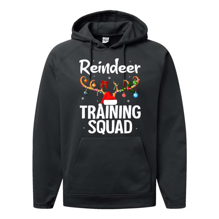 Christmas Running Funny Reindeer Training Squad Team Family Performance Fleece Hoodie