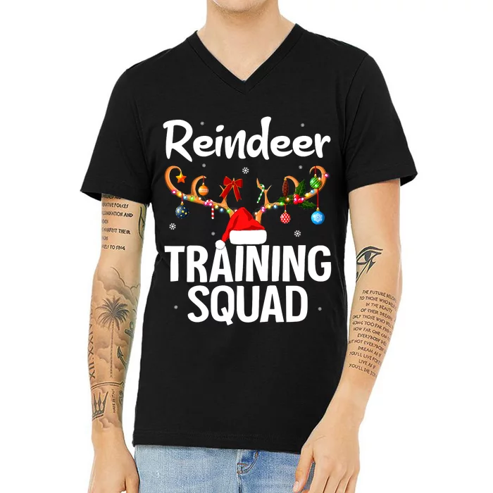 Christmas Running Funny Reindeer Training Squad Team Family V-Neck T-Shirt