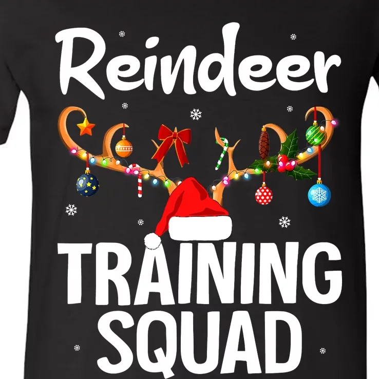 Christmas Running Funny Reindeer Training Squad Team Family V-Neck T-Shirt