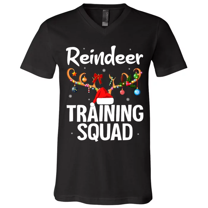 Christmas Running Funny Reindeer Training Squad Team Family V-Neck T-Shirt