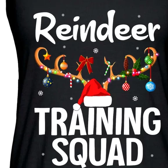 Christmas Running Funny Reindeer Training Squad Team Family Ladies Essential Flowy Tank