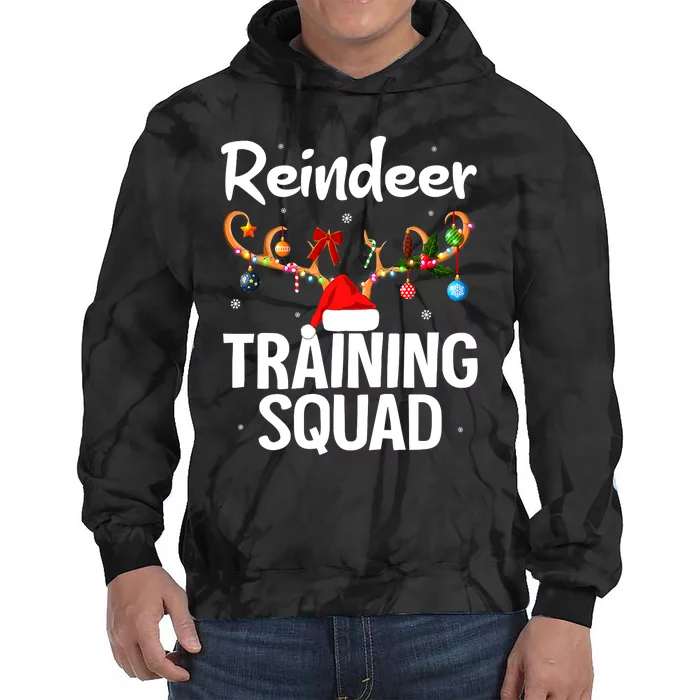 Christmas Running Funny Reindeer Training Squad Team Family Tie Dye Hoodie