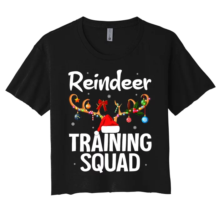 Christmas Running Funny Reindeer Training Squad Team Family Women's Crop Top Tee