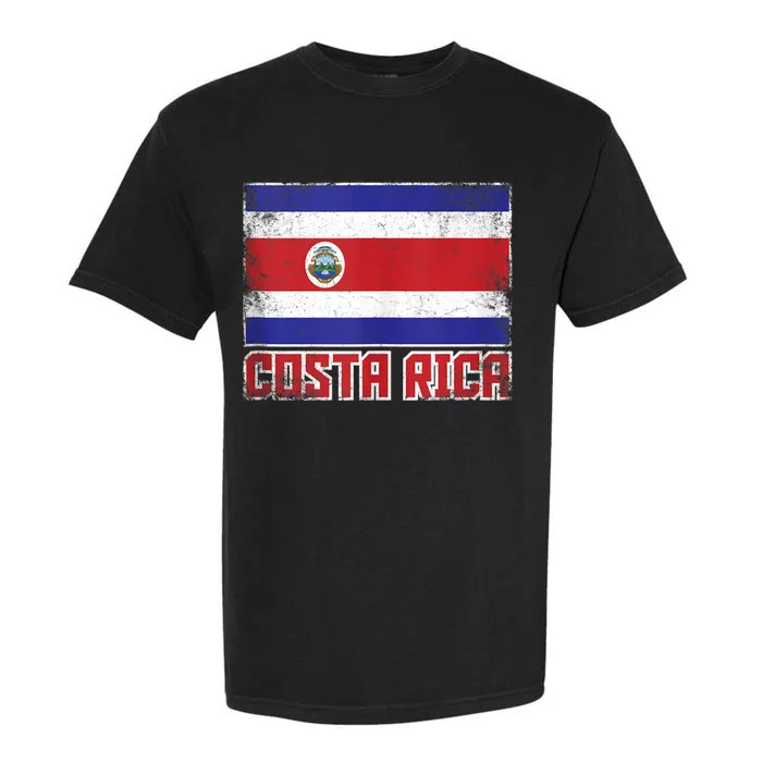 Costa Rica Flag Vintage Retro Country Costa Rican Garment-Dyed Heavyweight T-Shirt